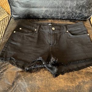 Black 7 for All Mankind shorts. Size 27. Stretch denim. Mid rise. 2 in inseam.